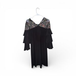 Gabby Sky Black Dress with Floral Embroidery